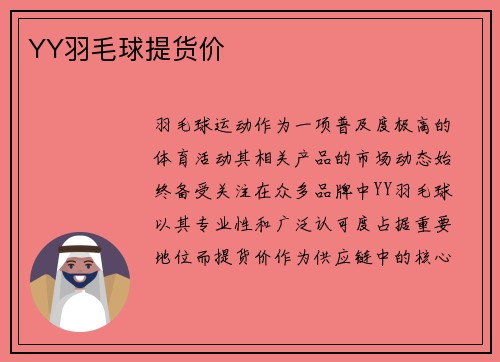 YY羽毛球提货价