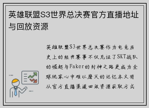 英雄联盟S3世界总决赛官方直播地址与回放资源